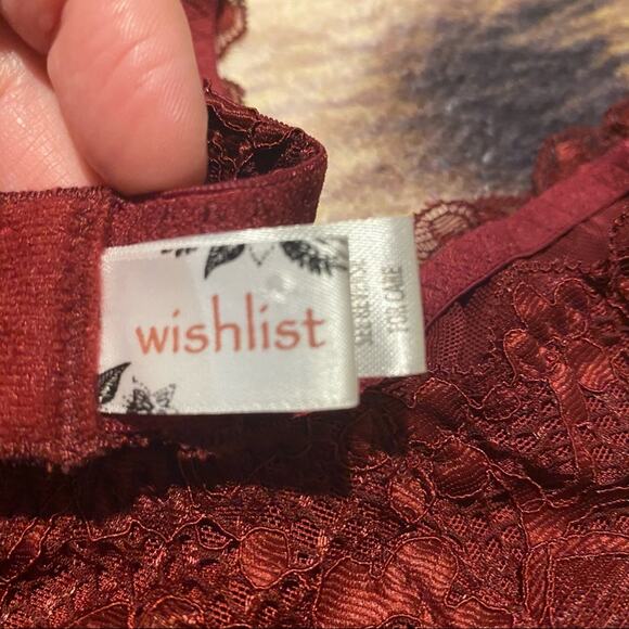 Wishlist Halter Top Lace Triangle Bralette Women's Size Medium Dark Red Unpadded - Picture 7 of 10
